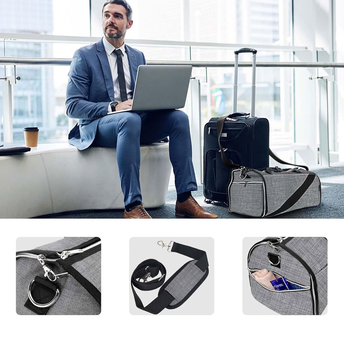 حقيبة تخزين عملاقة قابلة للطى مع جيب للاحذية