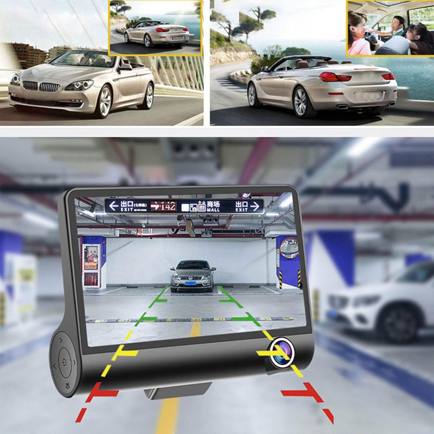 داش كام 3 كاميرات 1080P تدعم كارت ميموري للتخزين ضمان سنة