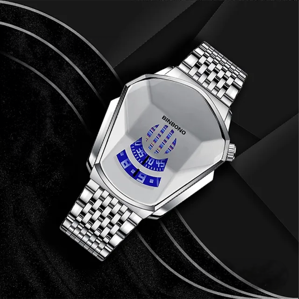 ساعة رجالية بسوار معدن فضي