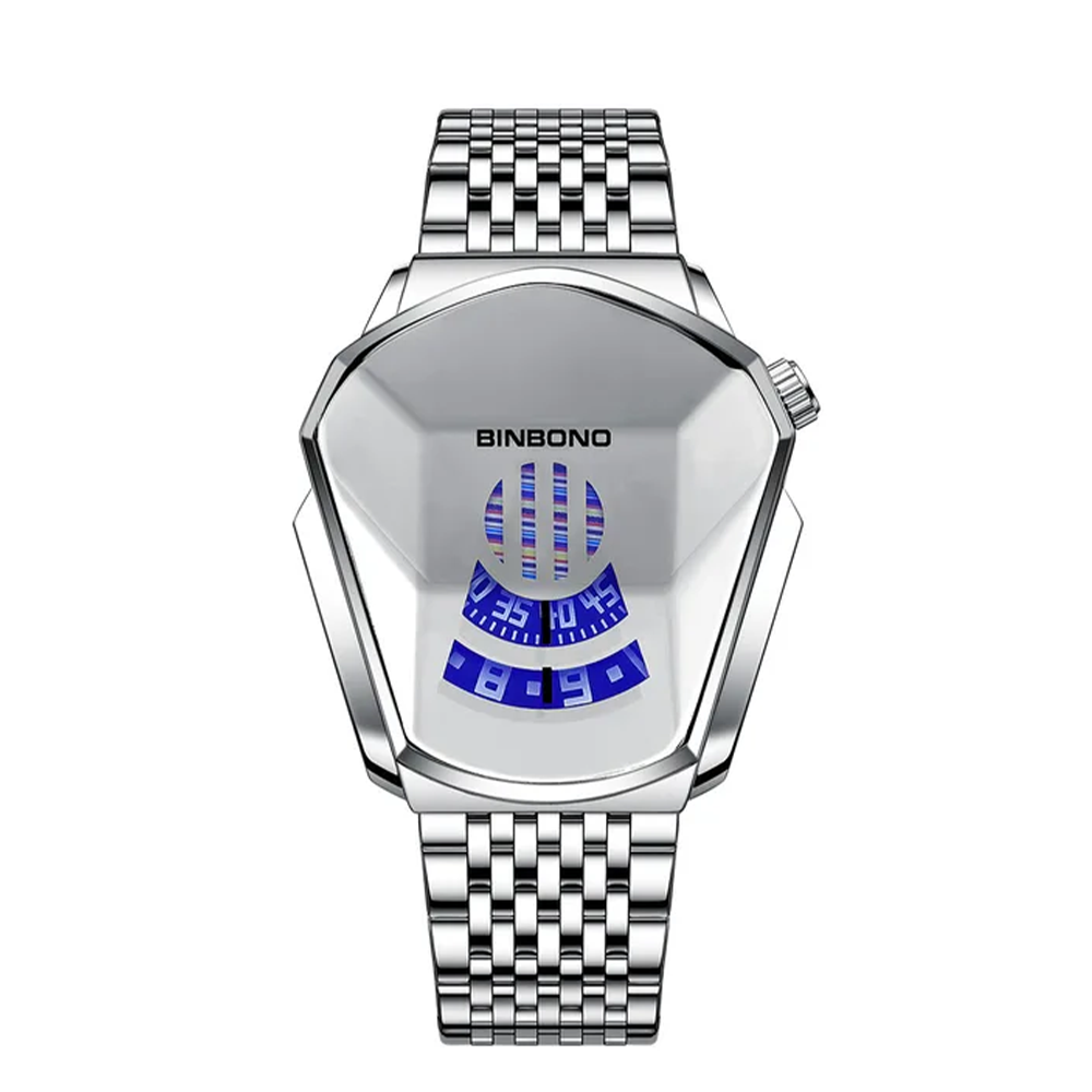 ساعة رجالية بسوار معدن فضي